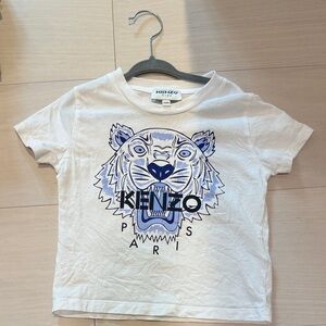 Kenzo Kids White T-Shirt with Blue Tiger Graphic 2T unisex